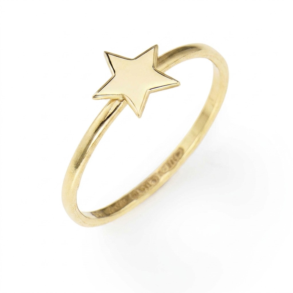 Anello con stella in argento di colore oro - AMEN