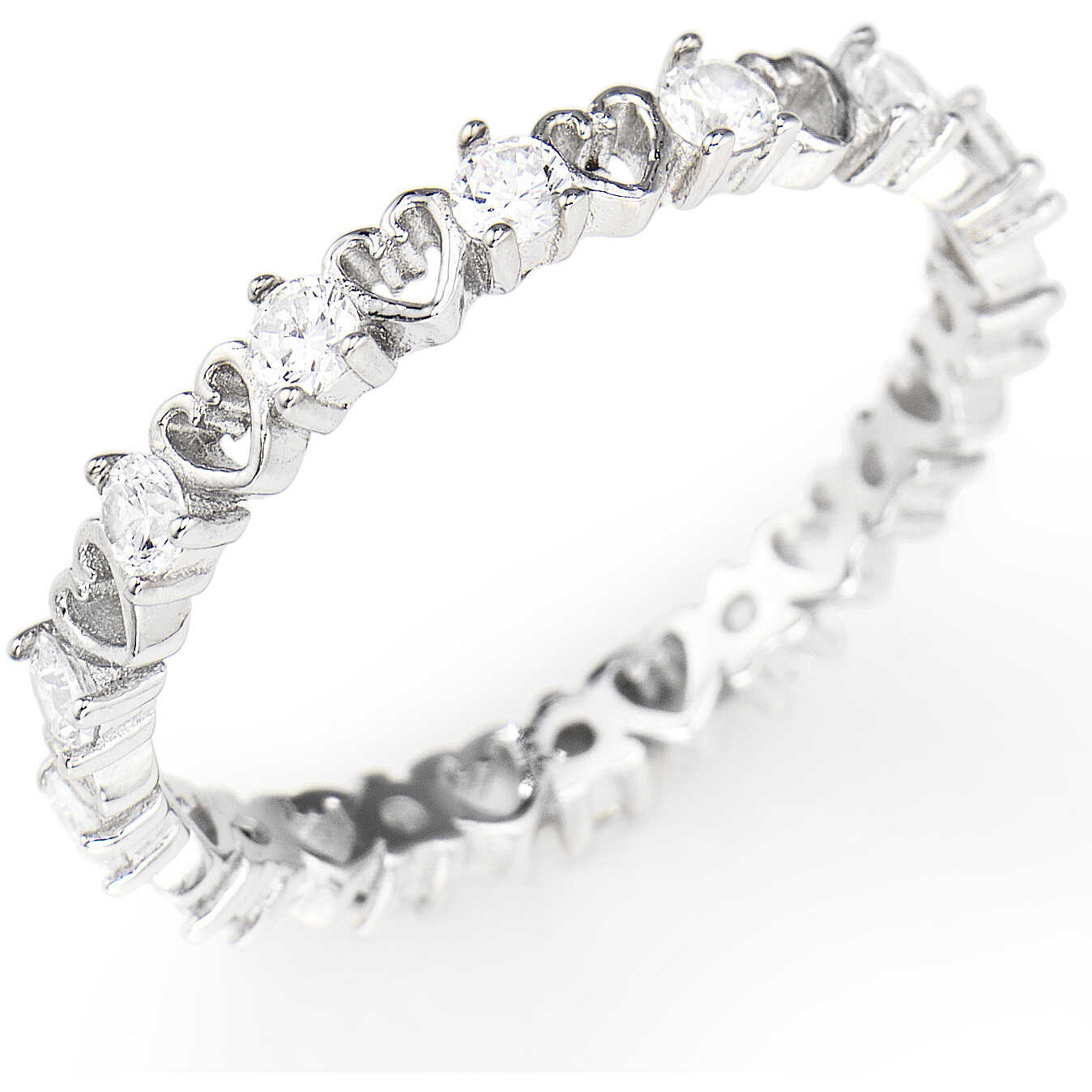 Silver ring with white zirconia stones - AMEN