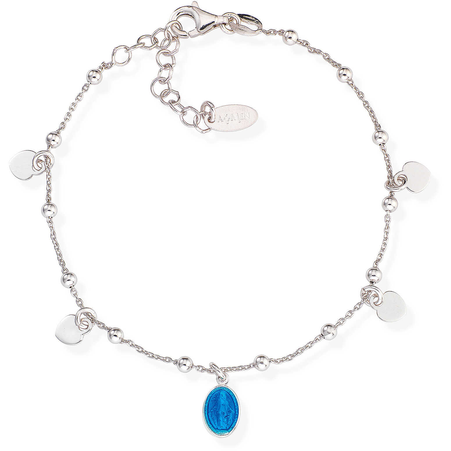 Bracciale in argento con charms pendenti e smalto blu - AMEN