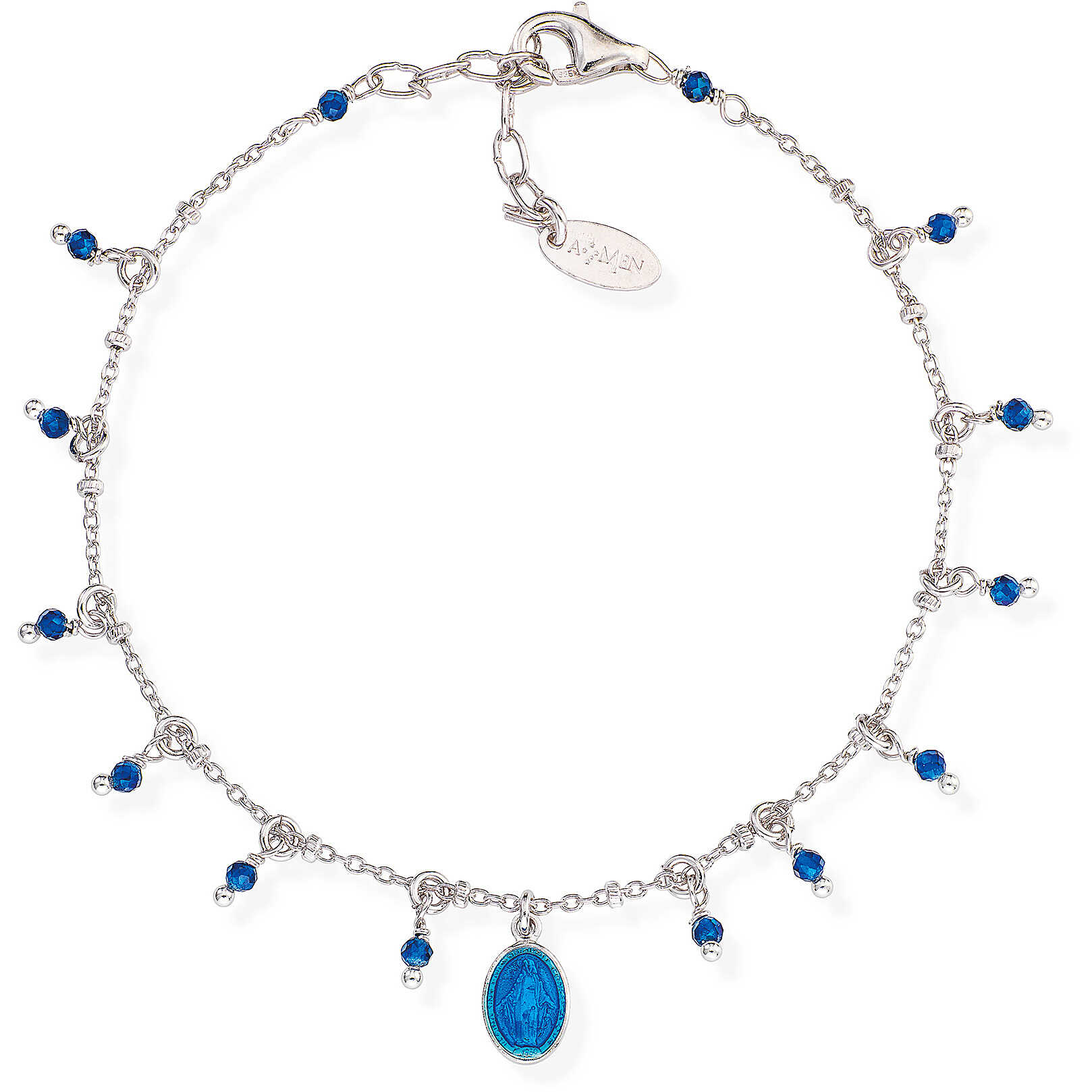 Bracciale in argento con cristalli e smalto blu - AMEN