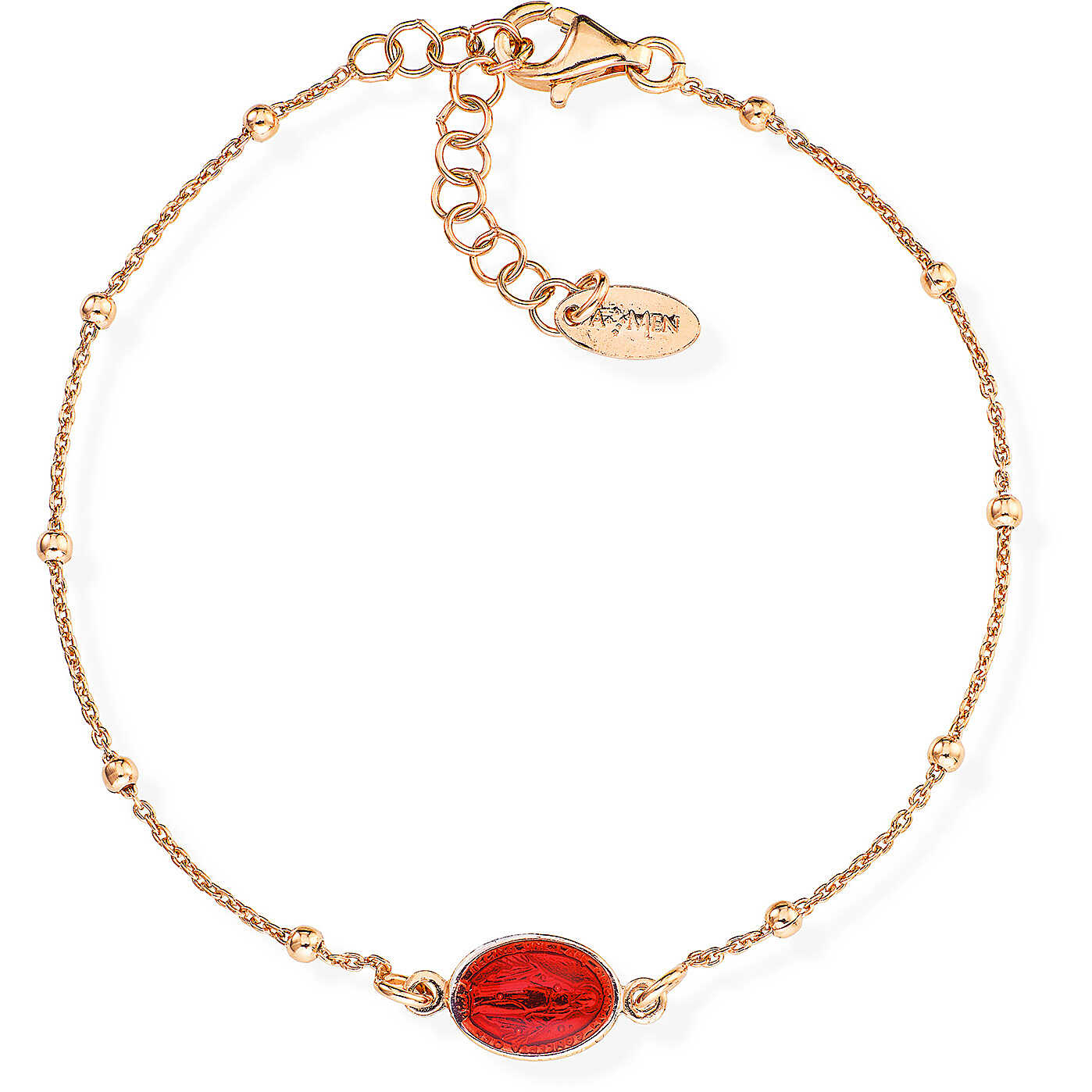 Rose silver bracelet with red enamel - AMEN