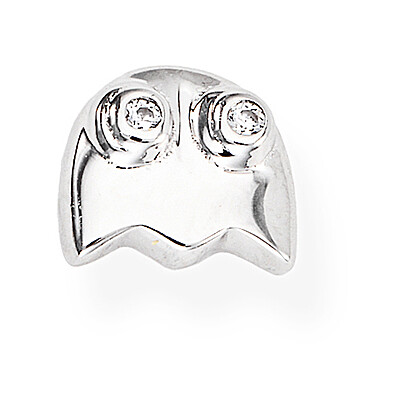 Silver single earring with zirconia stones - AMEN