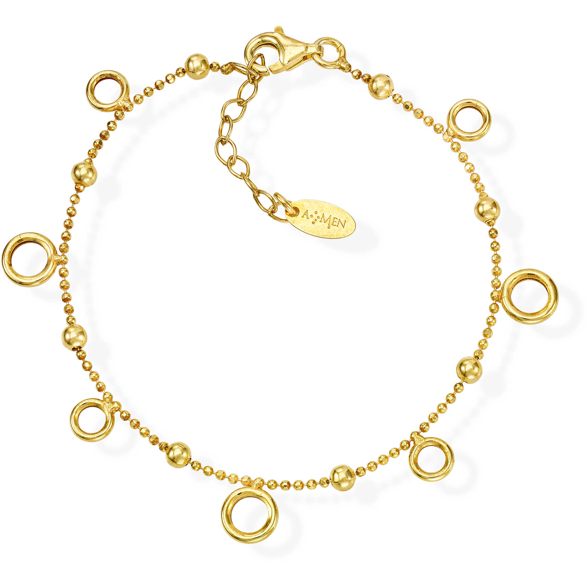 Gold-plated silver bracelet with dangling charms - AMEN
