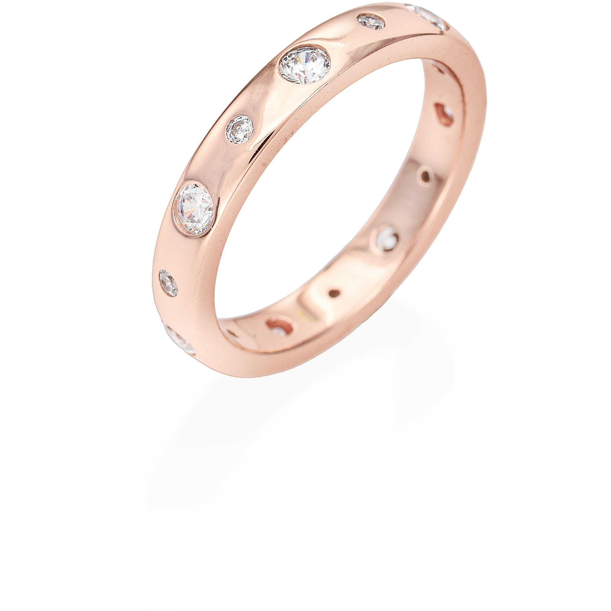 Rose silver band ring with zirconia stones - AMEN