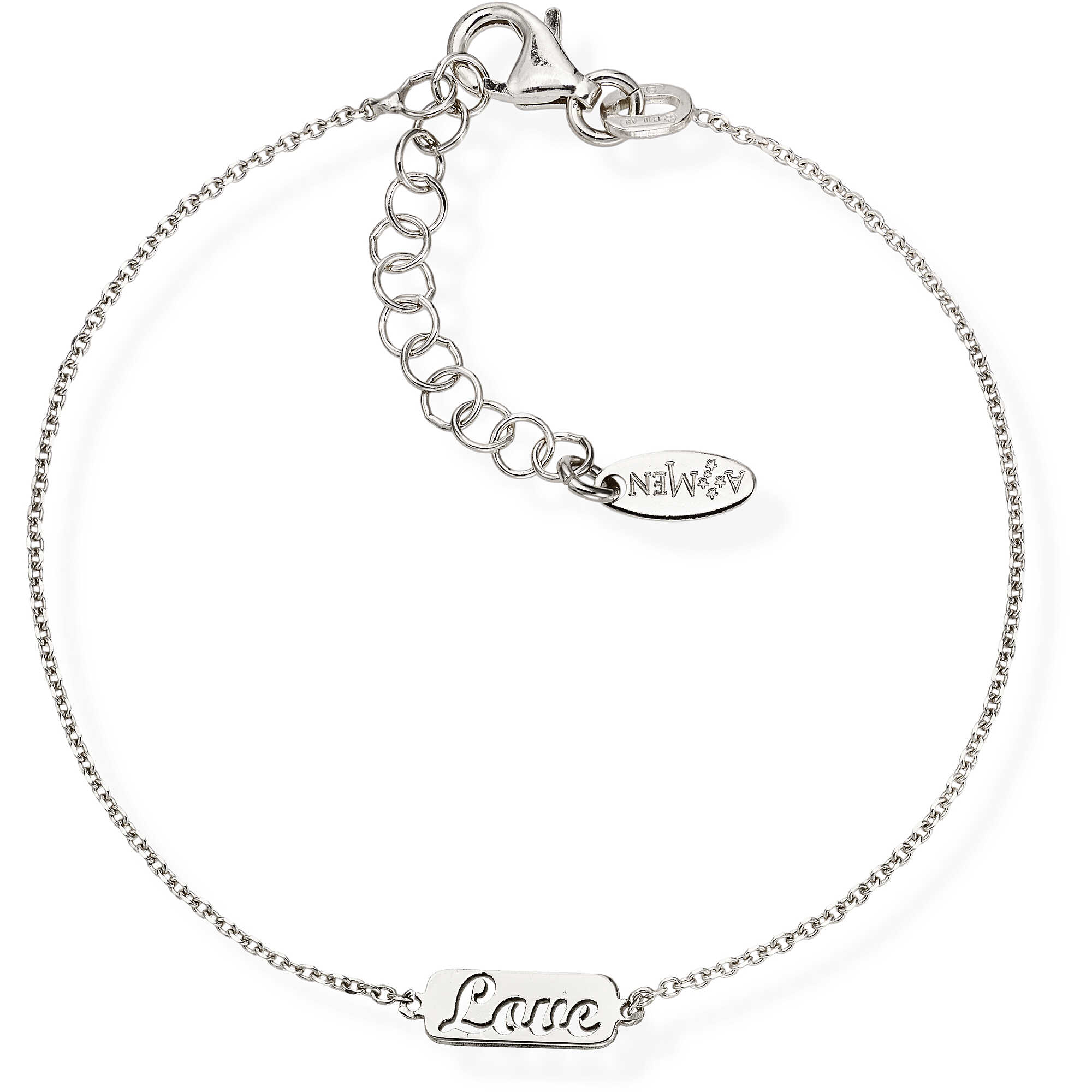 Rhodium-plated silver bracelet I Love You - AMEN