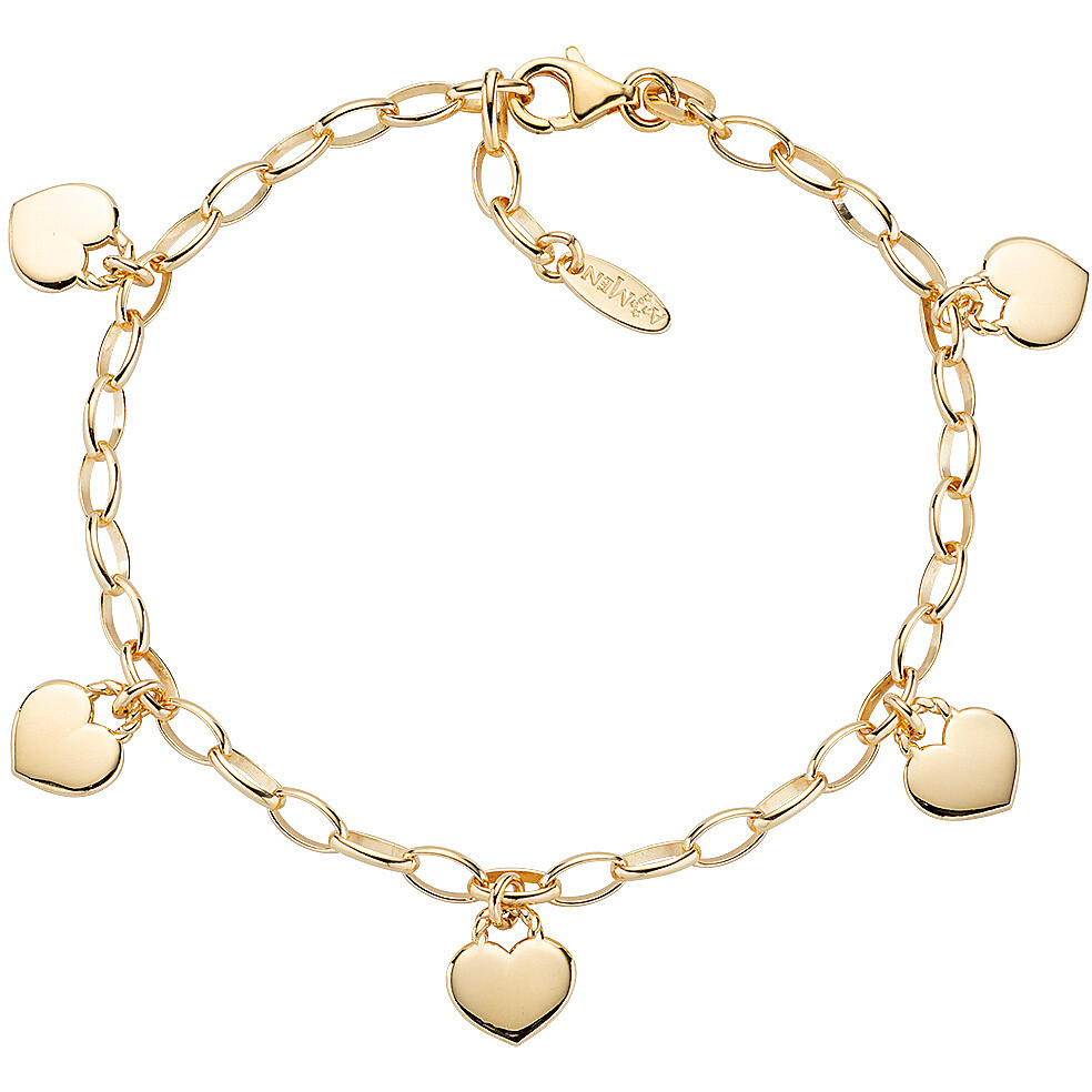 Gold-colored silver bracelet with heart charms - AMEN