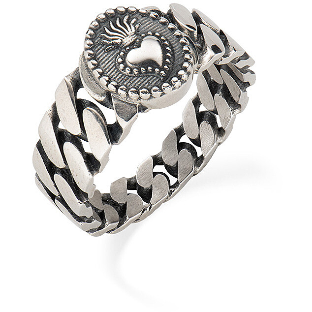 Burnished-colored silver band ring - AMEN