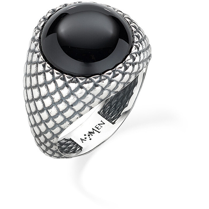 Burnished-colored silver cocktail ring - AMEN