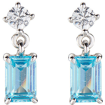 Orecchini in argento con zircone bianco e acquamarina - AMEN