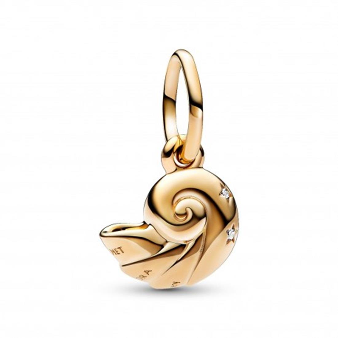 Charm pendente Disney, La Sirenetta conchiglia magica in argento placcato oro - PANDORA