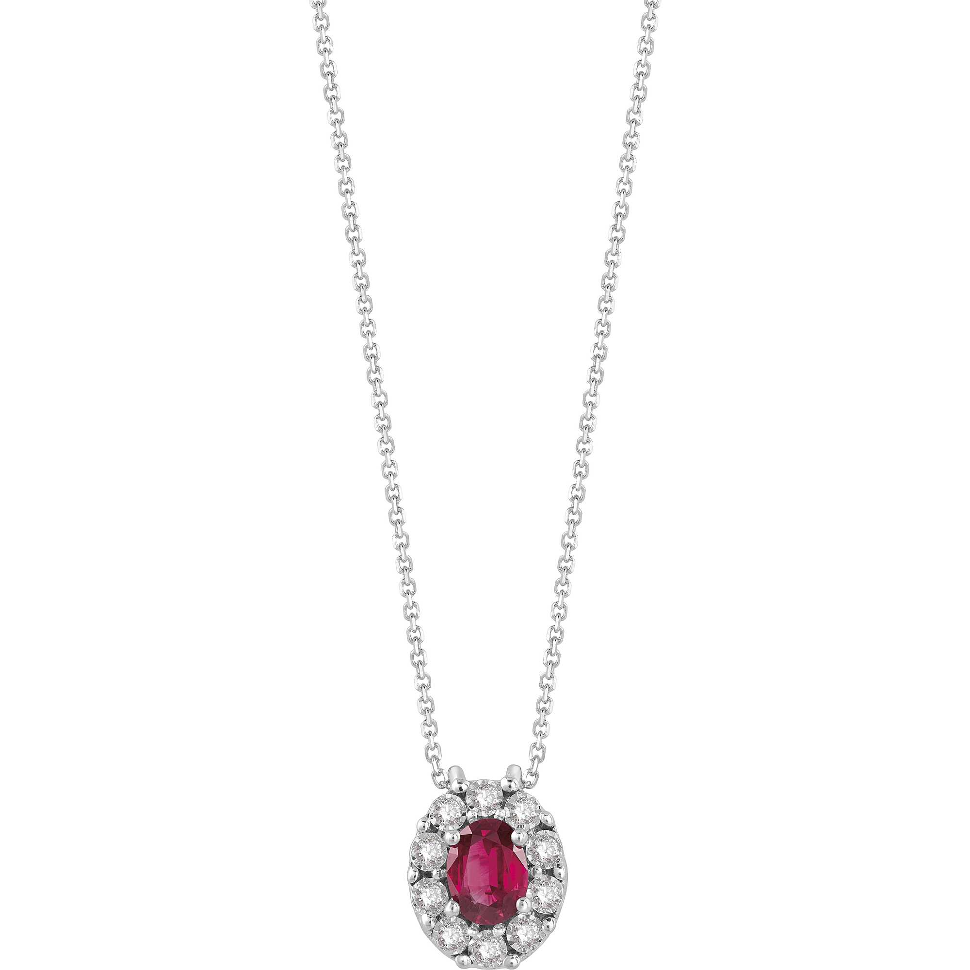 Collier necklace with 0.05 ct diamond and oval ruby Regal Bliss 42 cm - BLISS