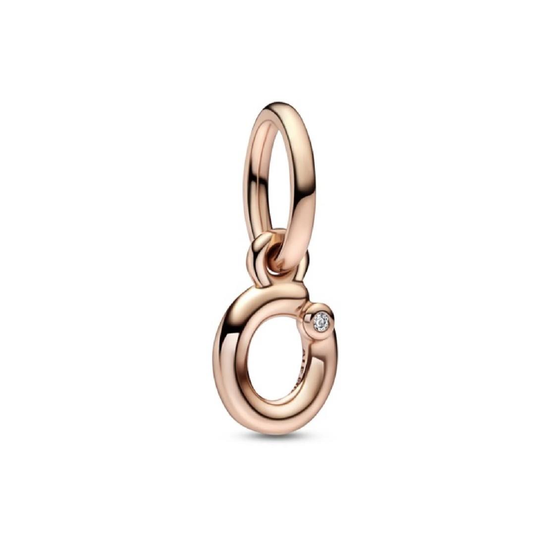 Alphabet pendant charm with letter O in rose gold plating - PANDORA