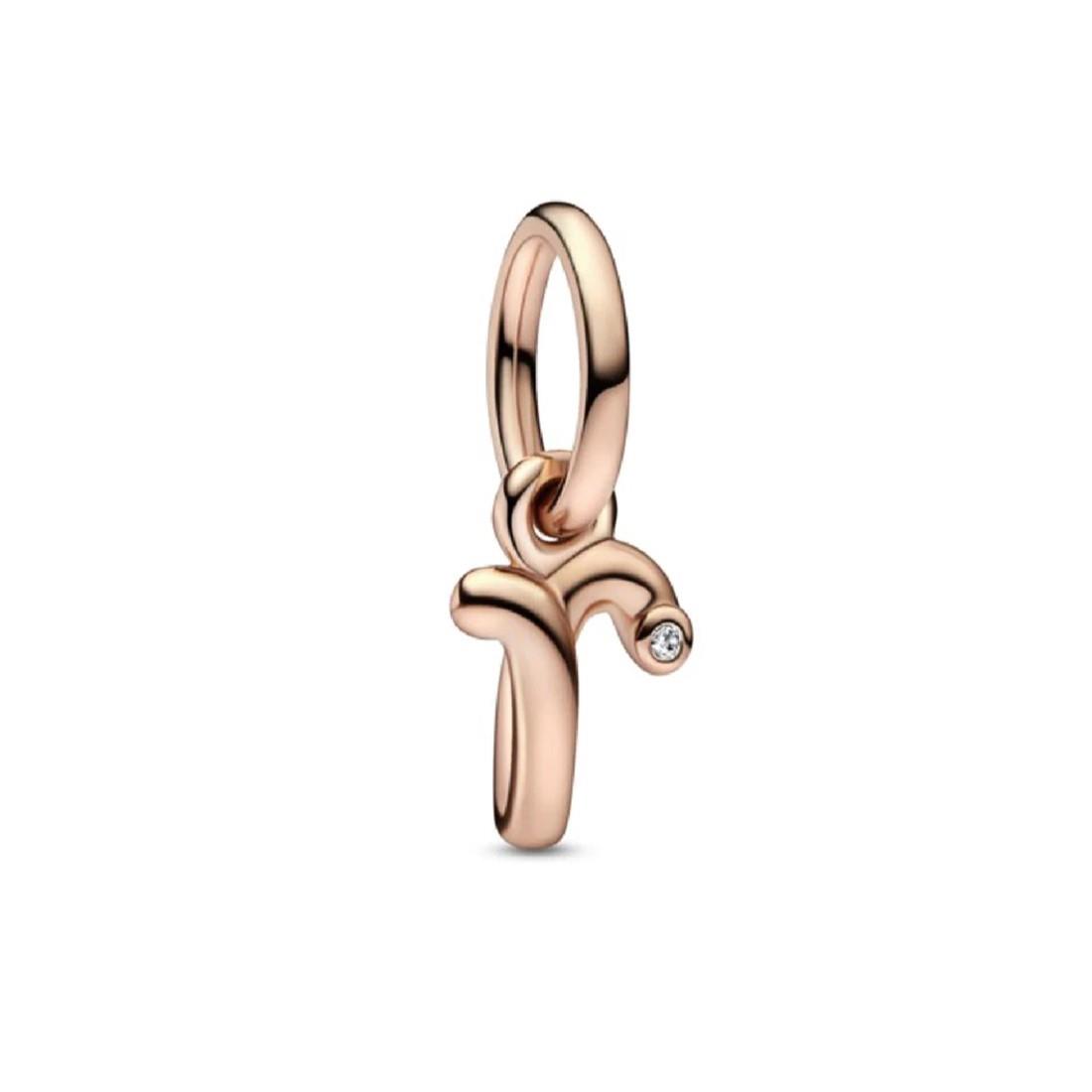 Alphabet pendant charm with letter r with rose gold plating - PANDORA