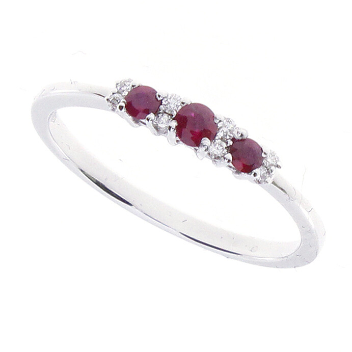 Ring in 18 kt white gold with 0.06 ct diamonds and 0.22 ct rubies Bliss Dream Colore size 13 - BLISS