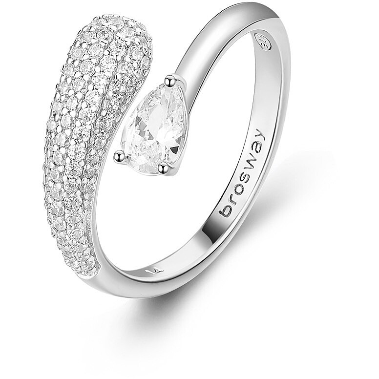 Fancy ring in sterling silver and white cubic zirconia pave - BROSWAY