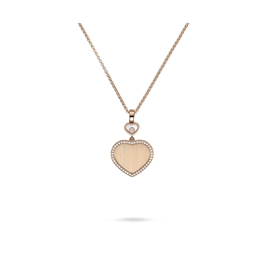 Collana con pendente Happy Hearts cuore in oro rosa con diamanti - CHOPARD
