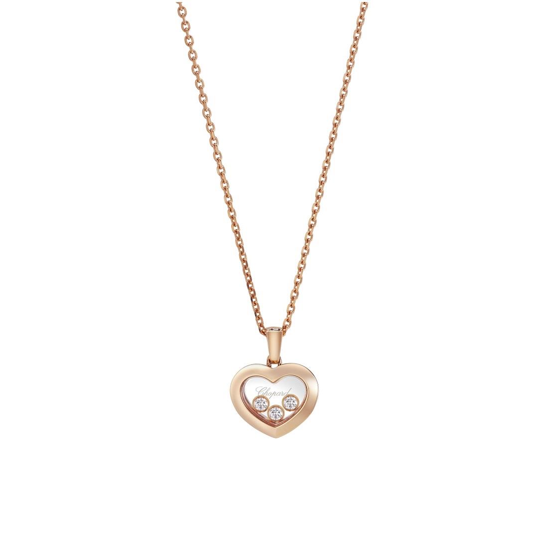Collana con pendente Happy Diamonds cuore in oro rosa con diamanti - CHOPARD
