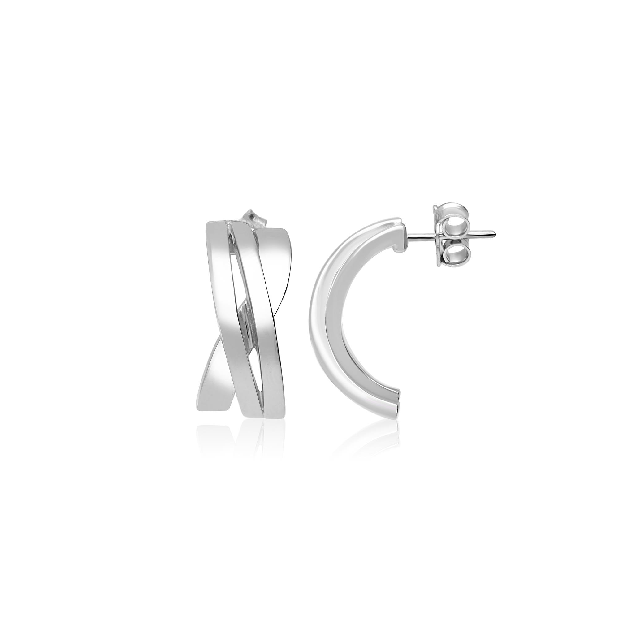 Pendientes de plata cruzados - LUXURY MILANO