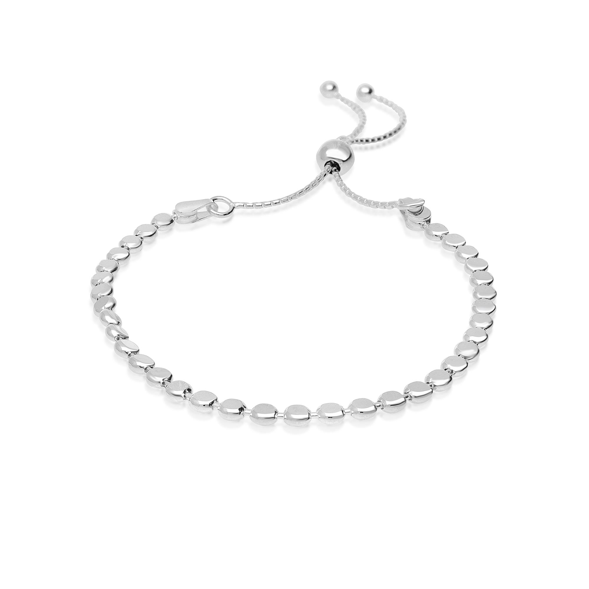 Pulsera de plata con cuentas planas - LUXURY MILANO
