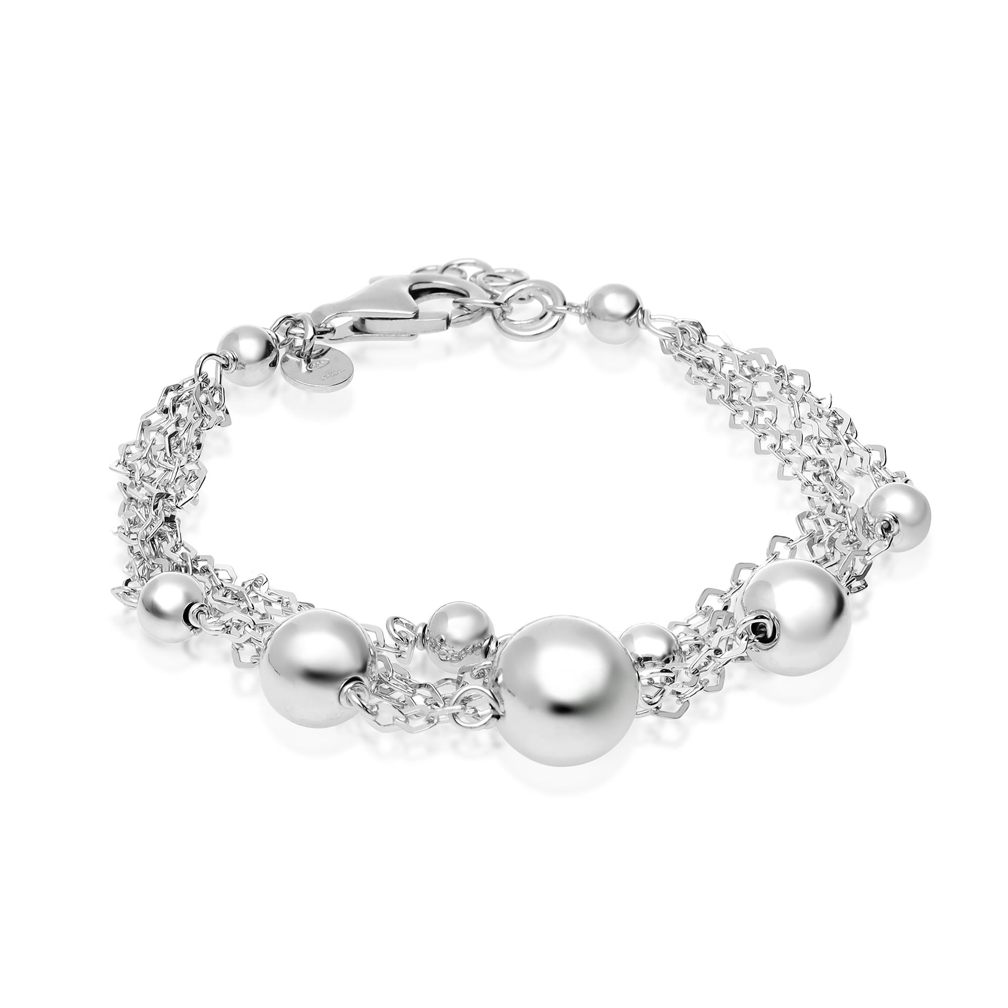 Bracciale multifilo con perle in argento - LUXURY MILANO