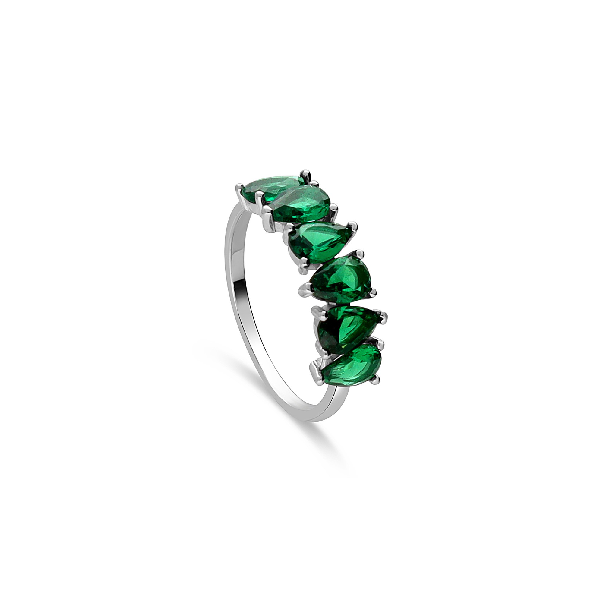 Anello in argento con zircone a goccia verde - LUXURY MILANO