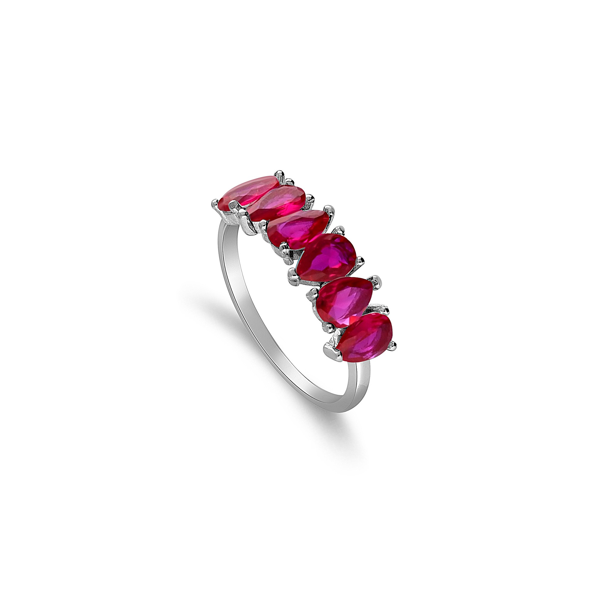 Anello in argento con zircone a goccia fucsia - LUXURY MILANO