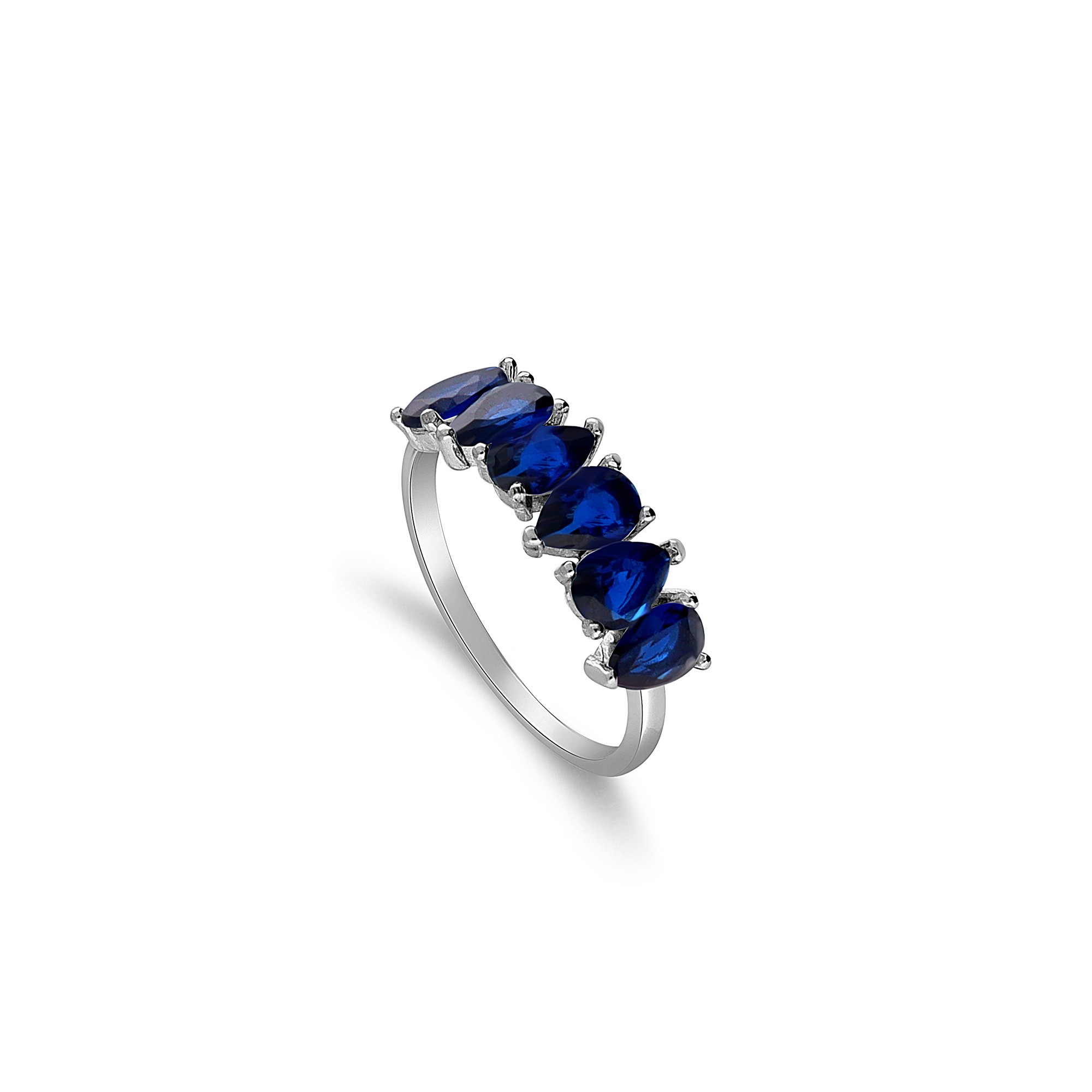 Anello in argento con zircone a goccia blu - LUXURY MILANO