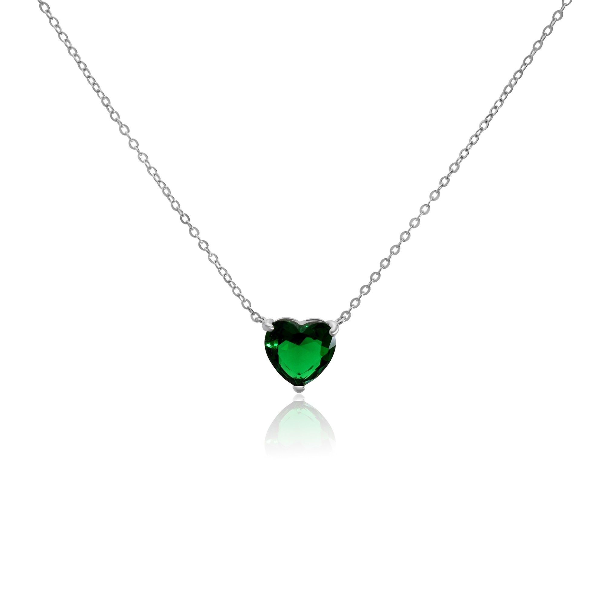 Collana in argento con zircone a cuore verde - LUXURY MILANO