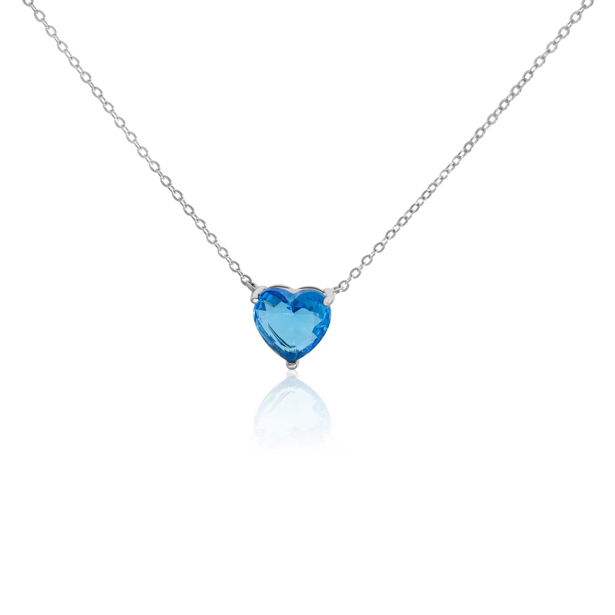 Collana in argento con zircone a cuore blu chiaro - LUXURY MILANO