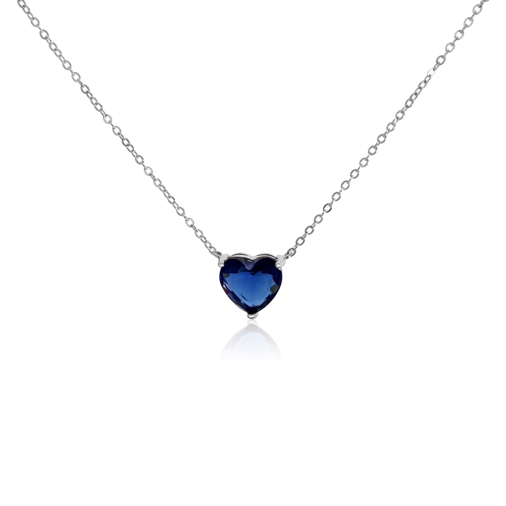 Collana in argento con zircone a cuore blu - LUXURY MILANO