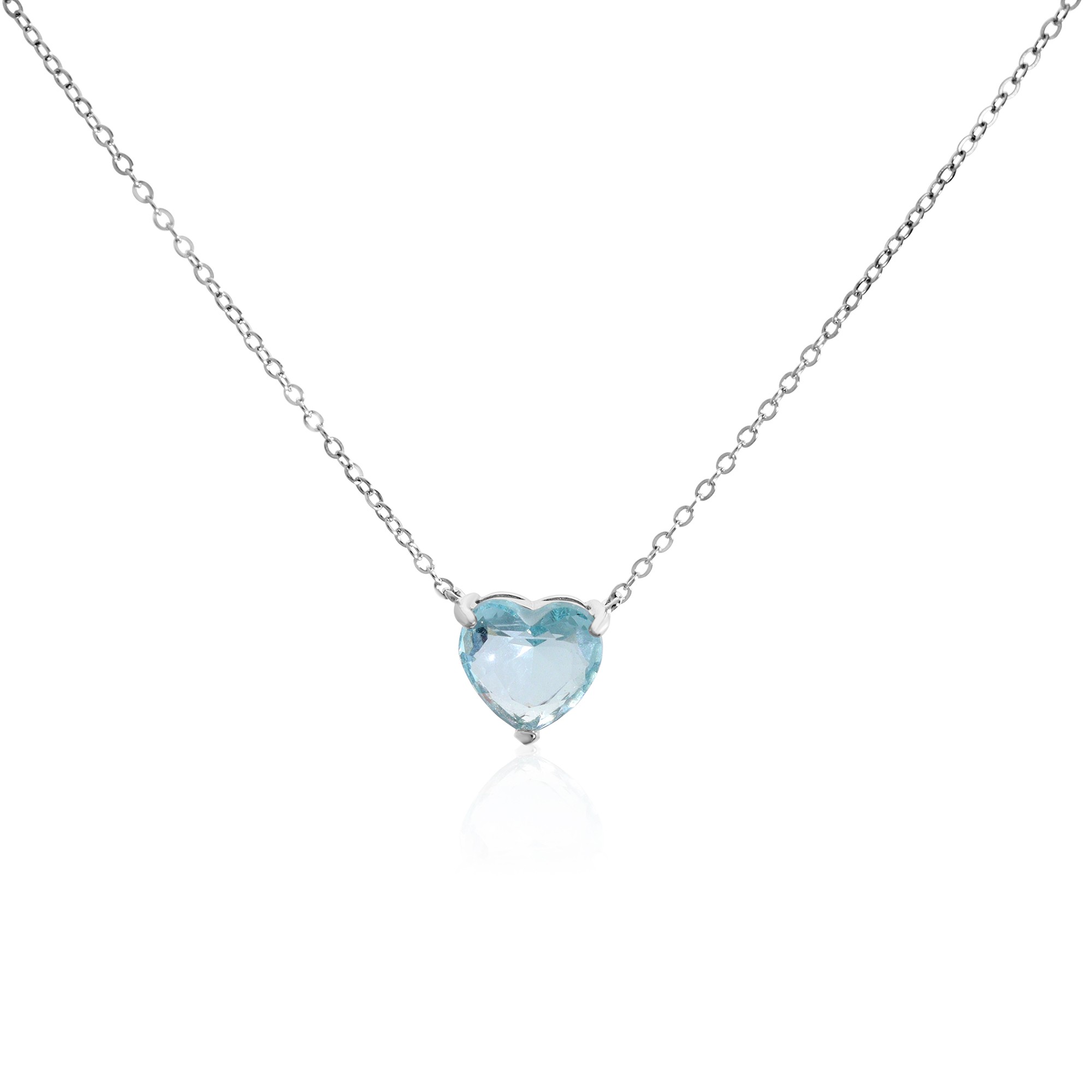 Collana in argento con zircone a cuore azzurro - LUXURY MILANO
