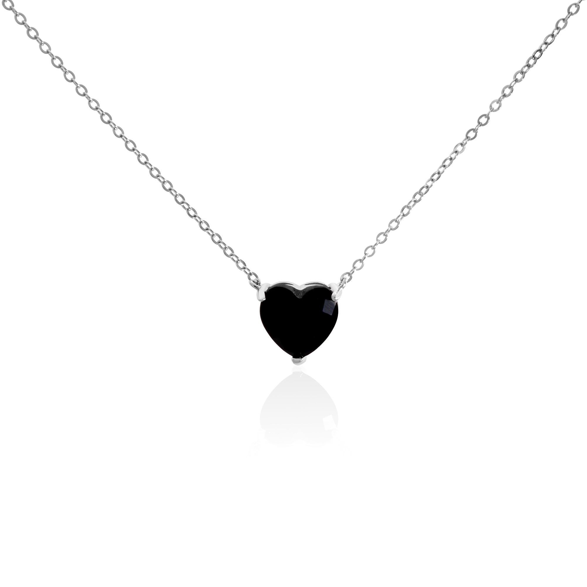 Collana in argento con zircone a cuore nero - LUXURY MILANO