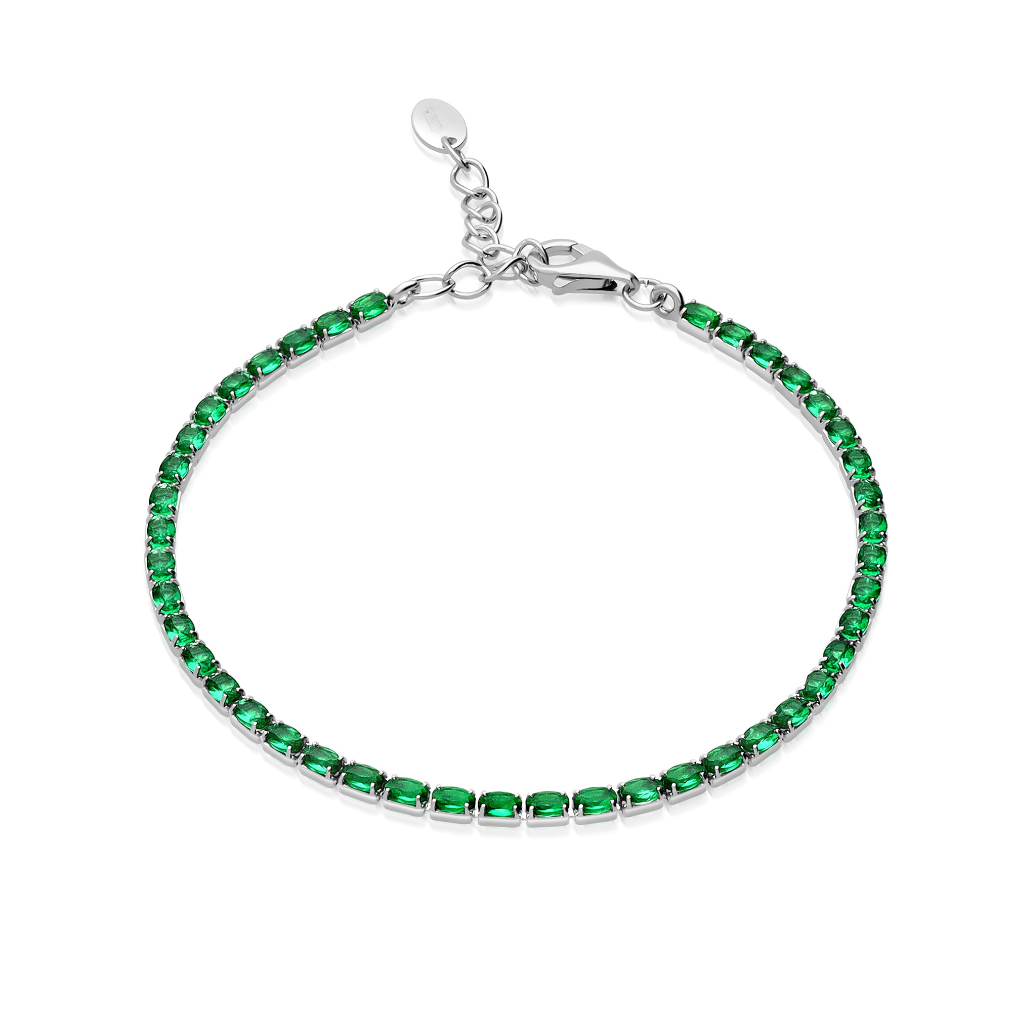 Bracciale tennis in argento con zirconi verdi - LUXURY MILANO