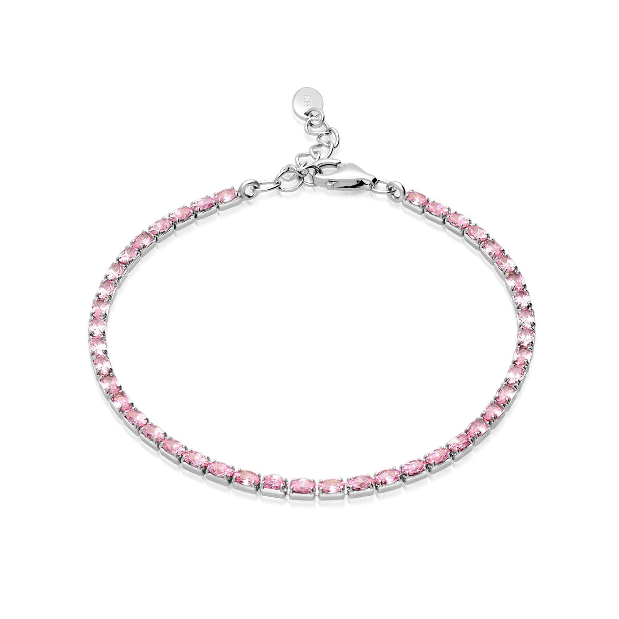 Bracciale tennis in argento con zirconi rosa - LUXURY MILANO