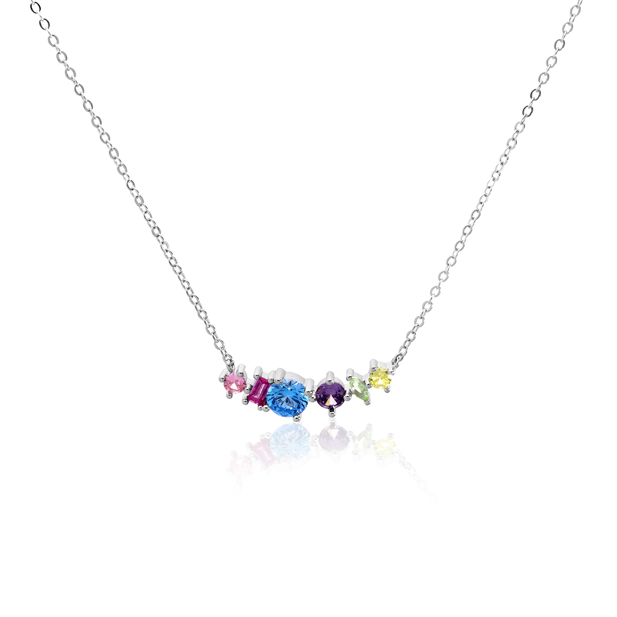 Collana in argento con zirconi multicolor - LUXURY MILANO
