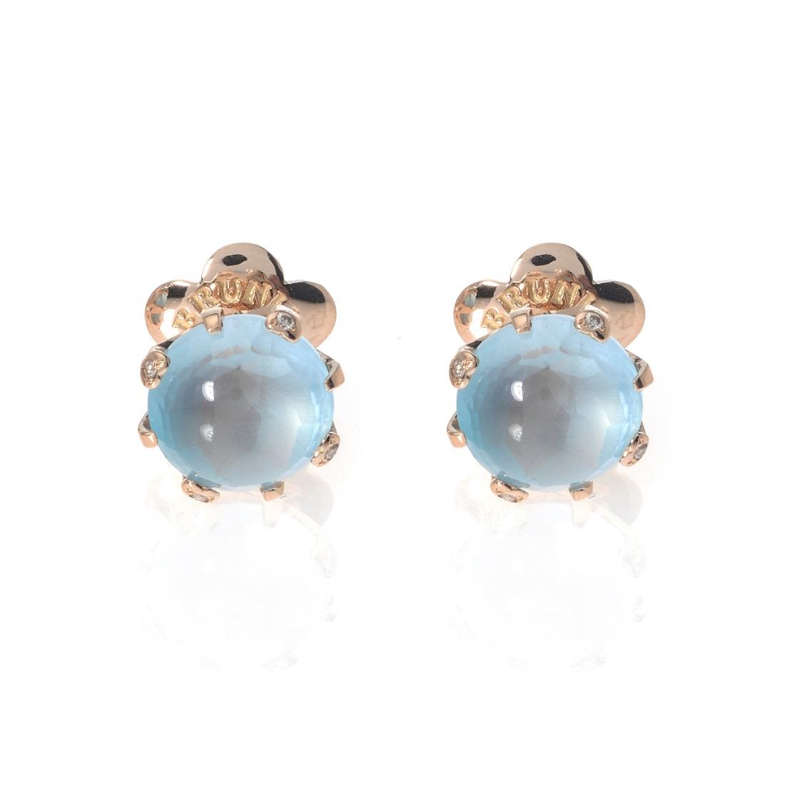 Orecchini Corona Sissi con diamanti e topazio azzurro - PASQUALE BRUNI