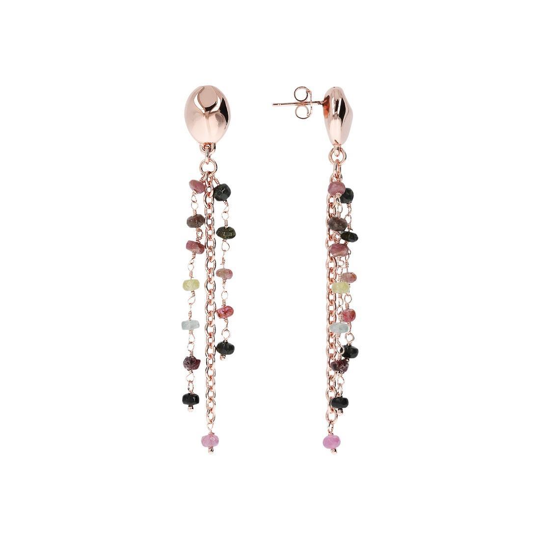 Earrings in plated gold silver with tourmaline - BRONZALLURE