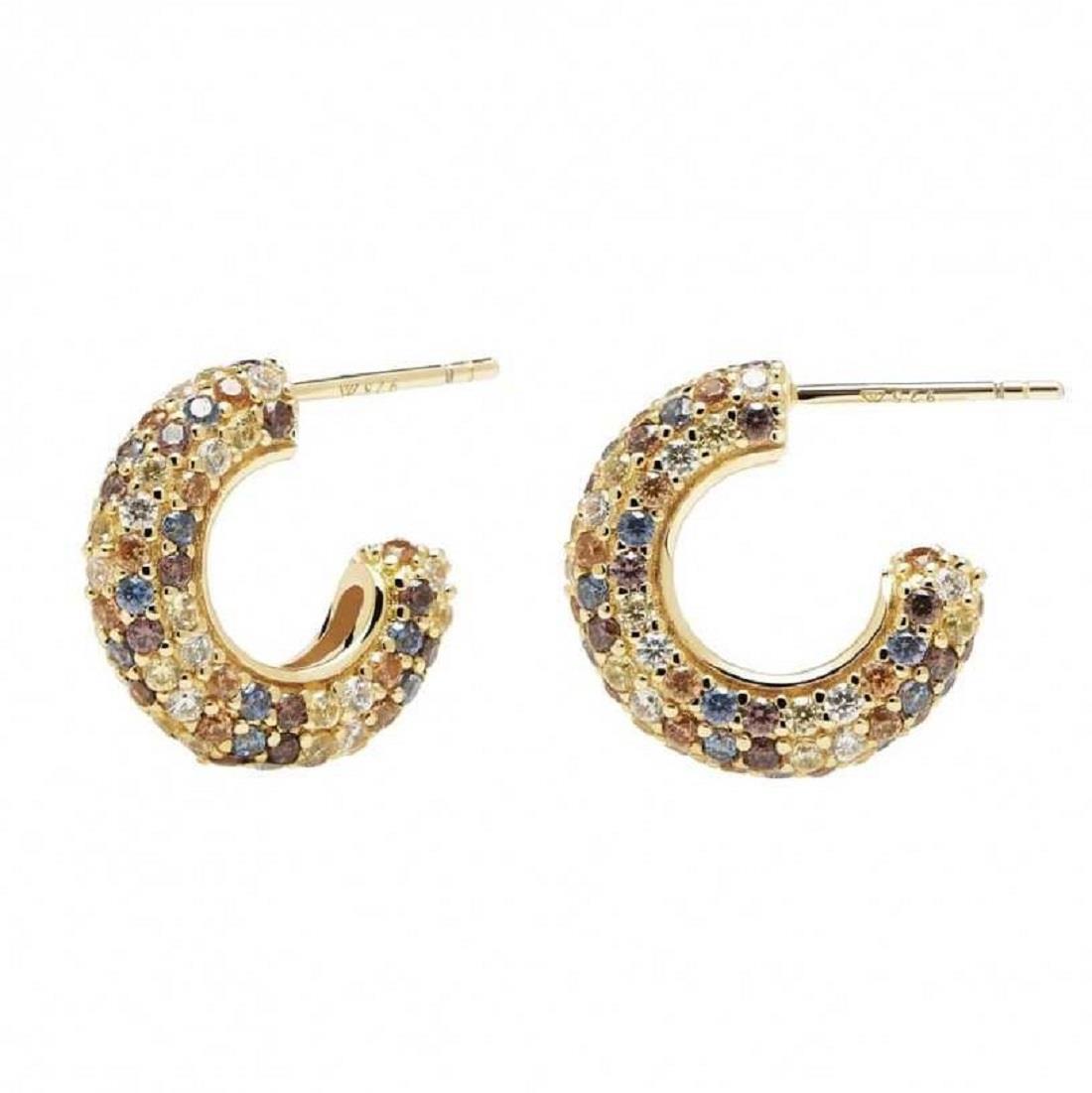 Silver hoop earrings with coloured stones - PDPAOLA