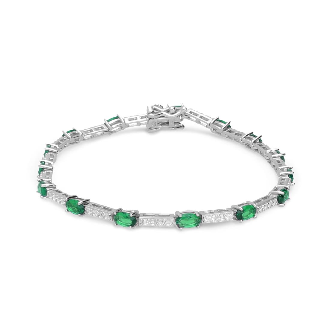 Tennis bracelet with white and green zircons - ORO&CO 925