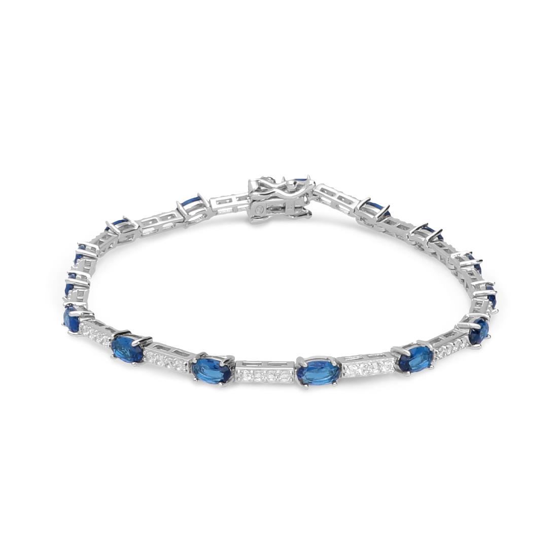 Bracciale tennis con zirconi bianchi e blu - ORO&CO 925