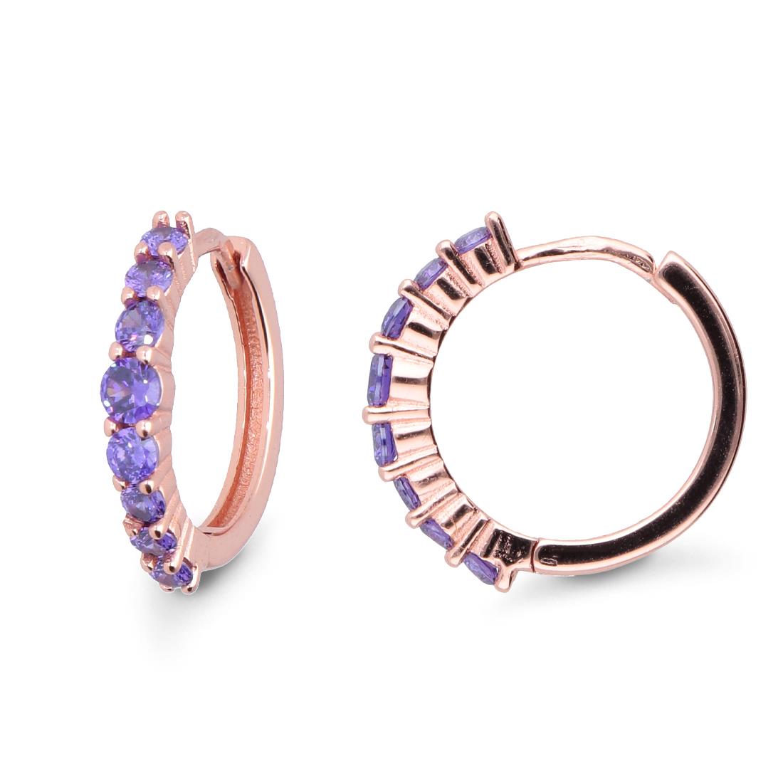 Hoop earrings with purple zircons - ORO&CO 925