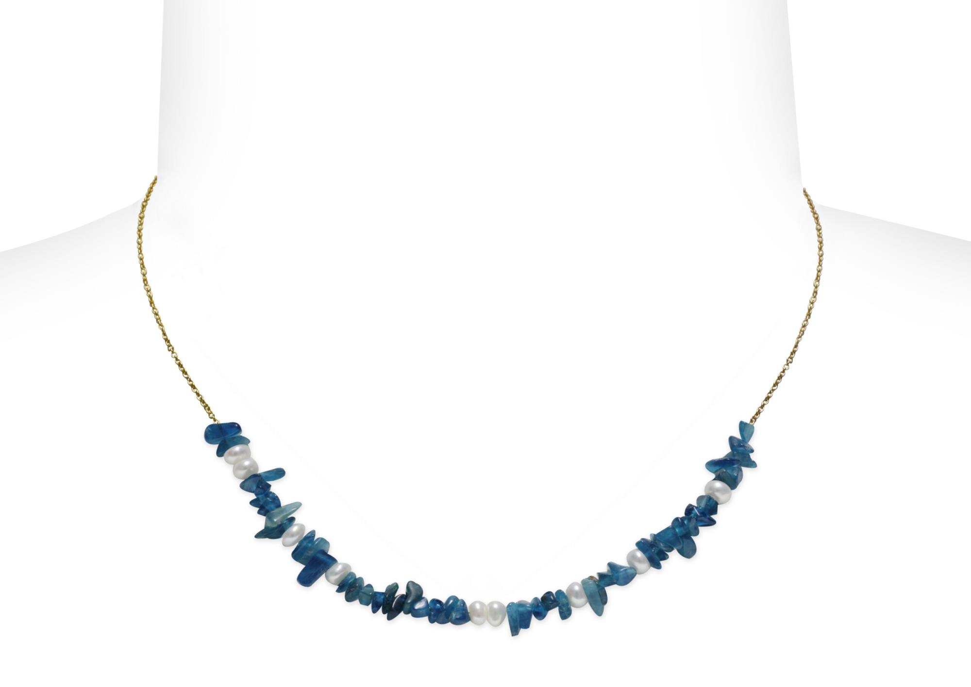Collana in argento con perle e kyanite - MAYUMI