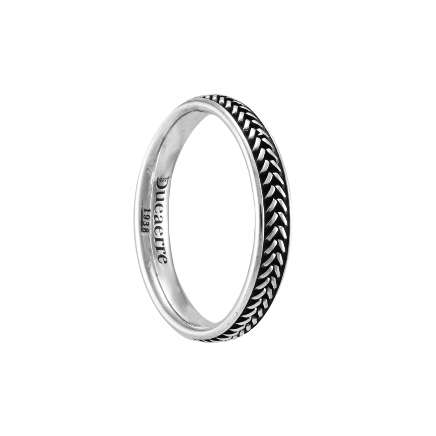 Burnished silver men's ring - DUEAERRE 1938
