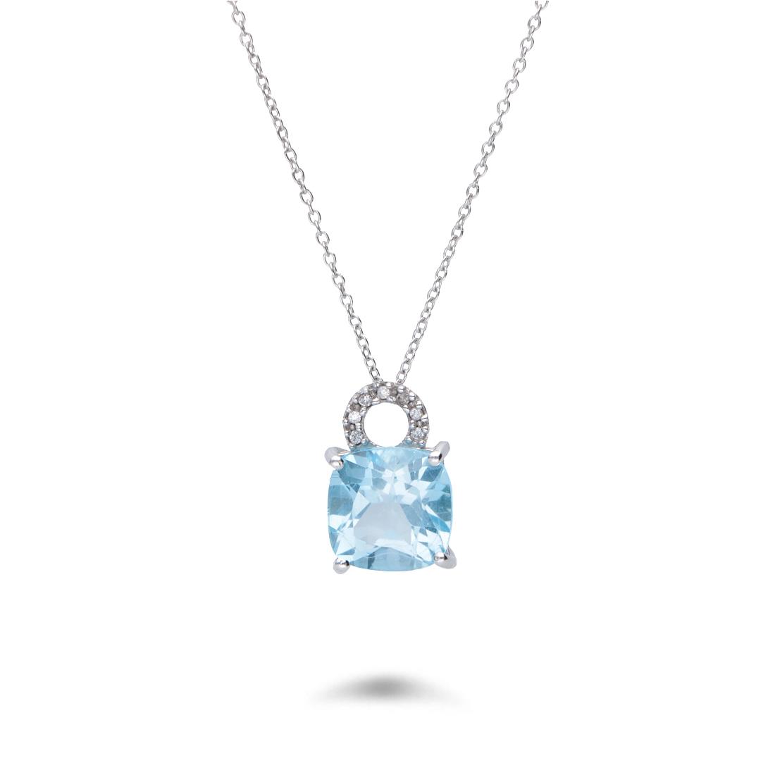 White gold necklace with blue topaz and diamonds - ALFIERI & ST. JOHN