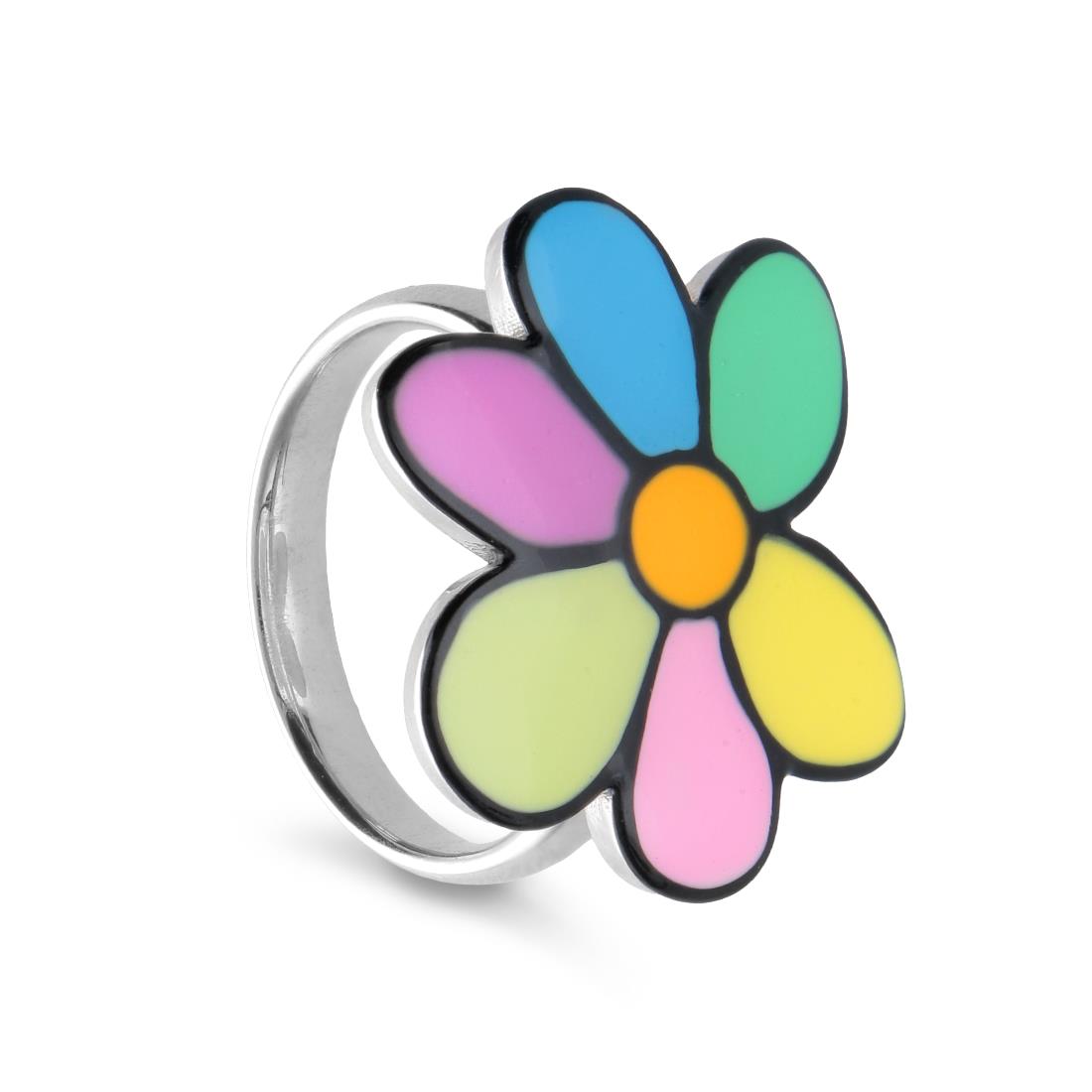 Multicolor daisy silver ring - GURU