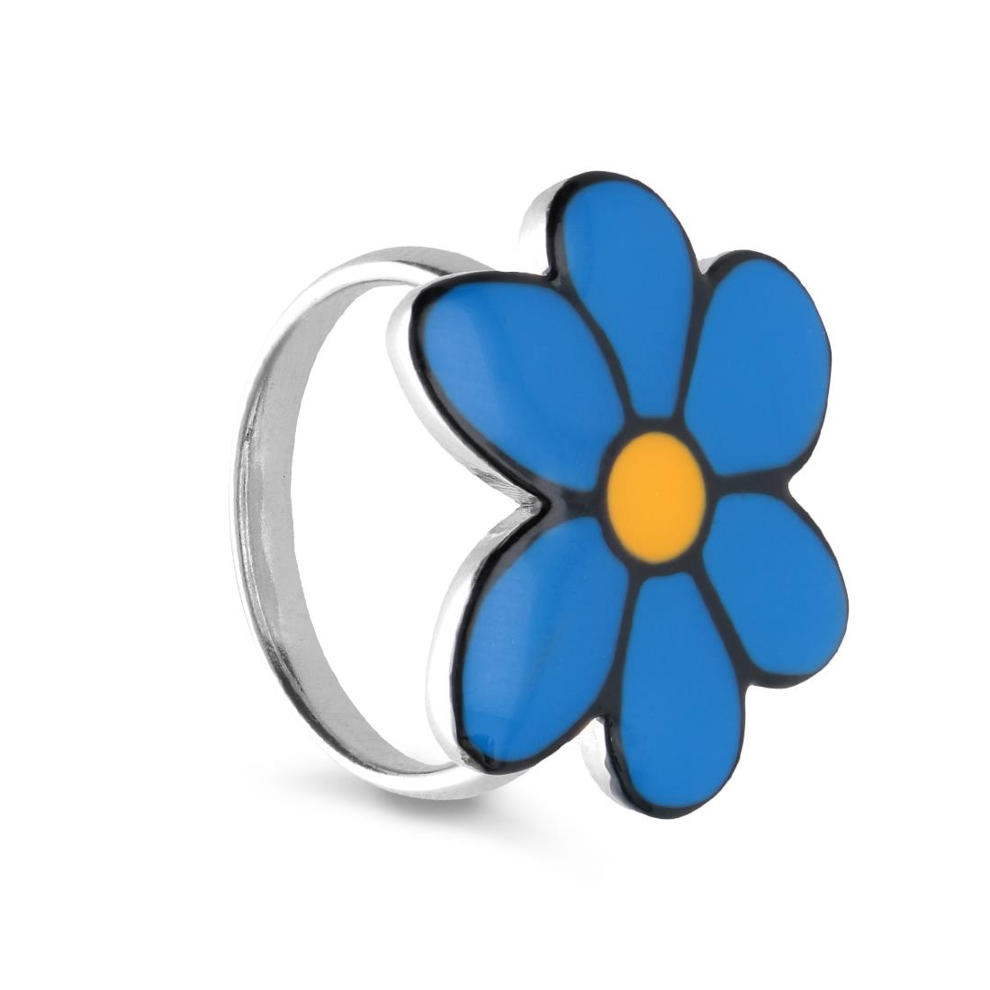 Blue daisy silver ring - GURU