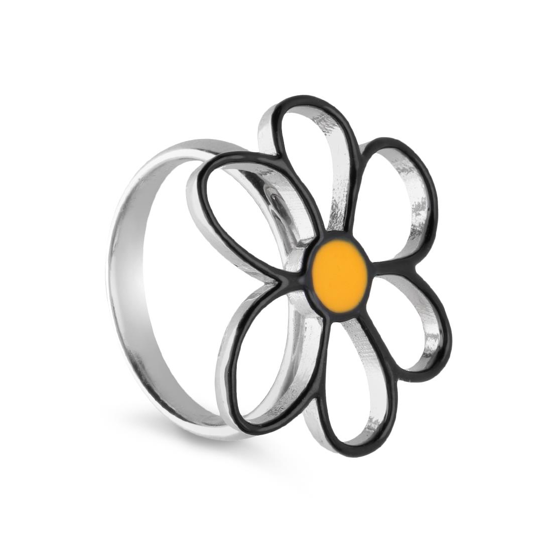 Daisy silver ring with empty petals - GURU