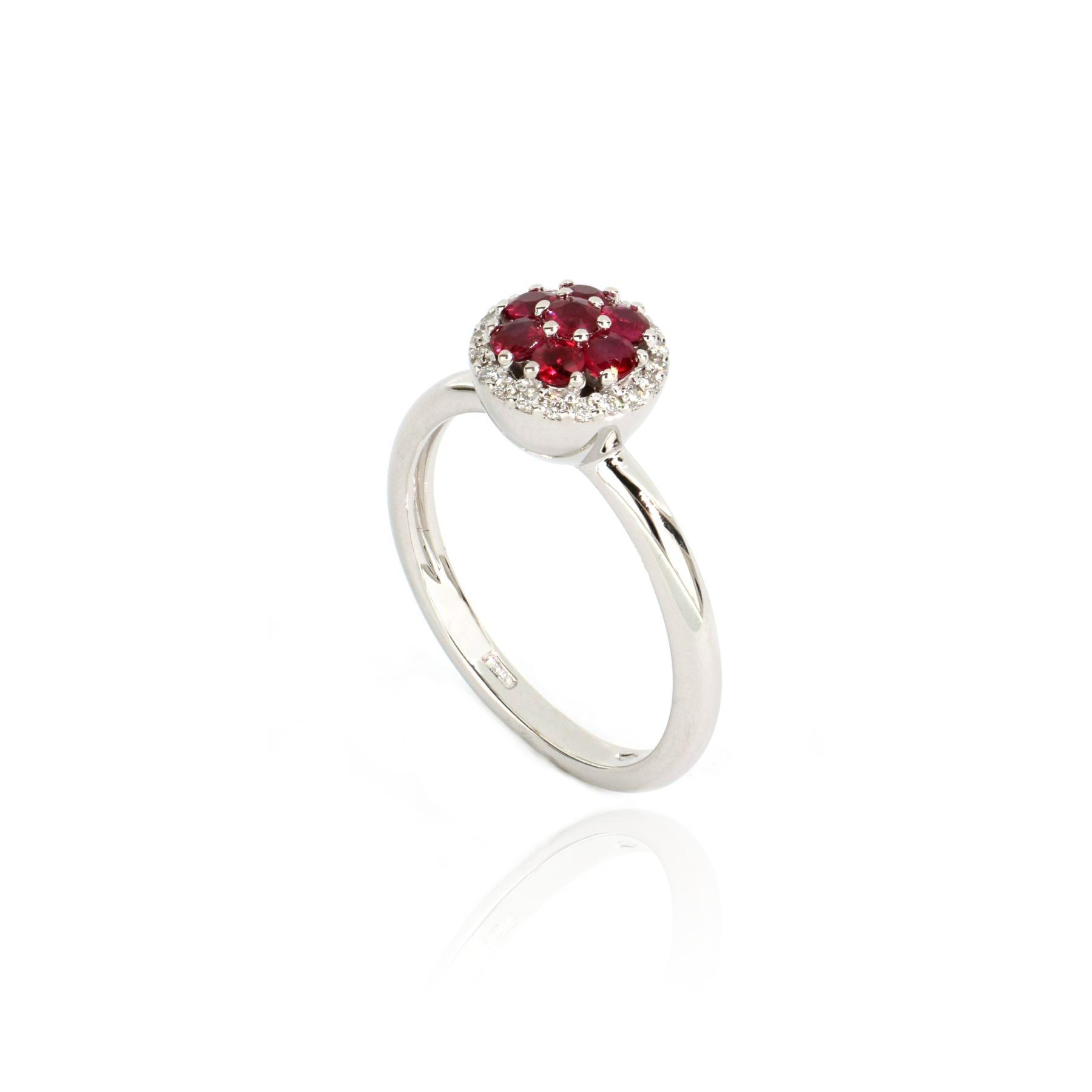 White gold ring with rubies and diamonds - GOLD ART