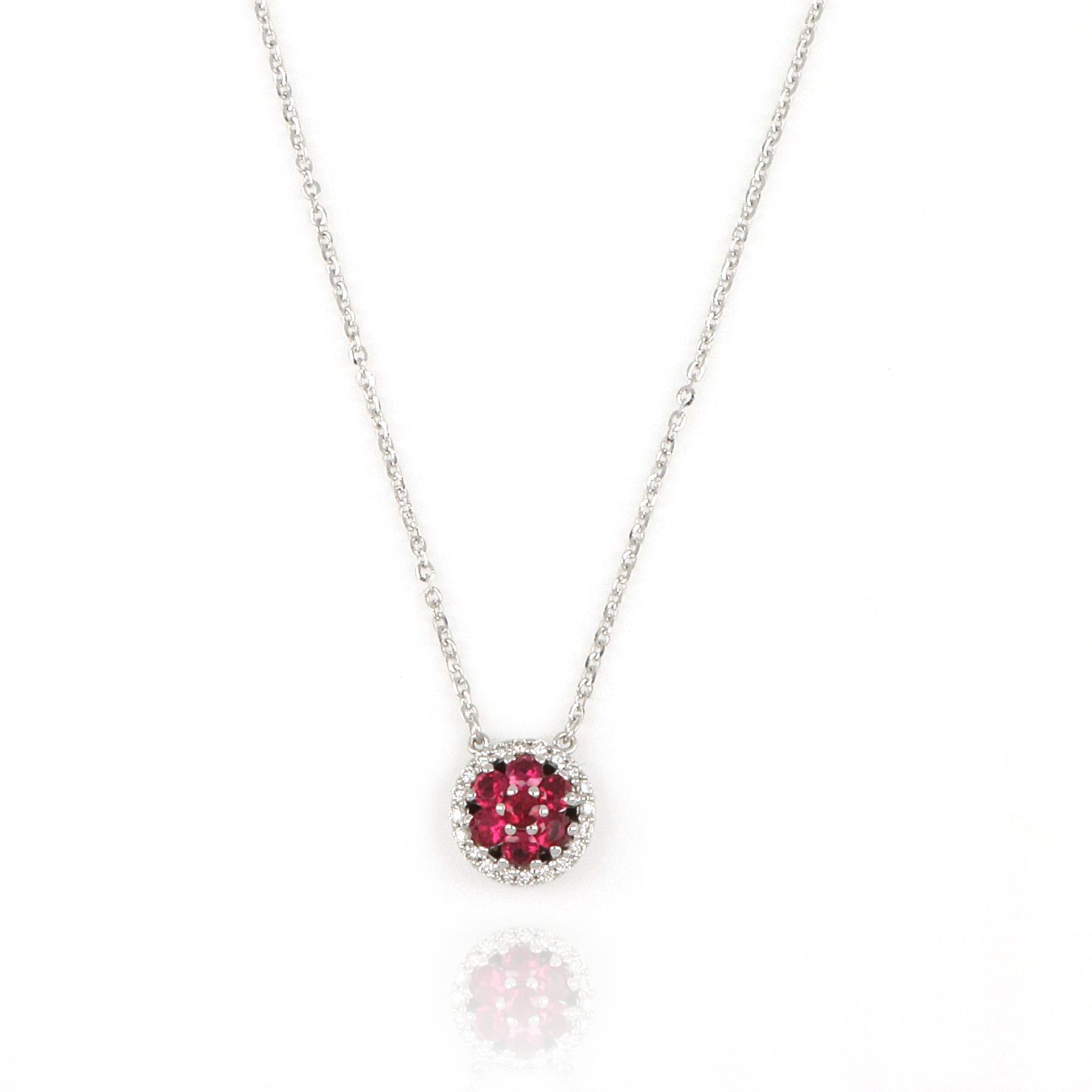 Necklace white gold with rubies and diamonds - GOLD ART