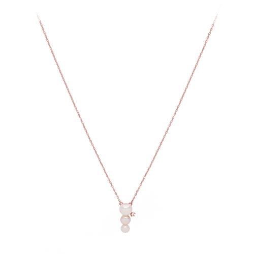 Trilogy Space Pearl necklace in pink silver with three pendant pearls and zircon - CUORI MILANO